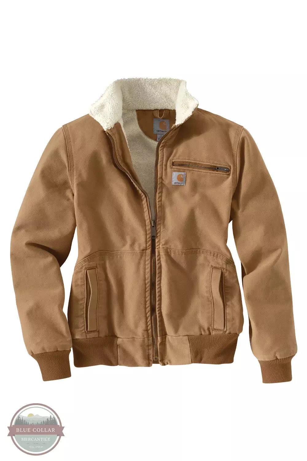 100815-211 Sherpa Lined Weathered Duck Jacket in Carhartt Brown