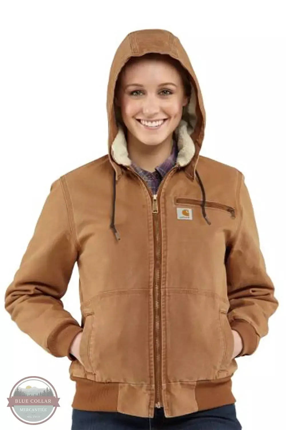 100815-211 Sherpa Lined Weathered Duck Jacket in Carhartt Brown