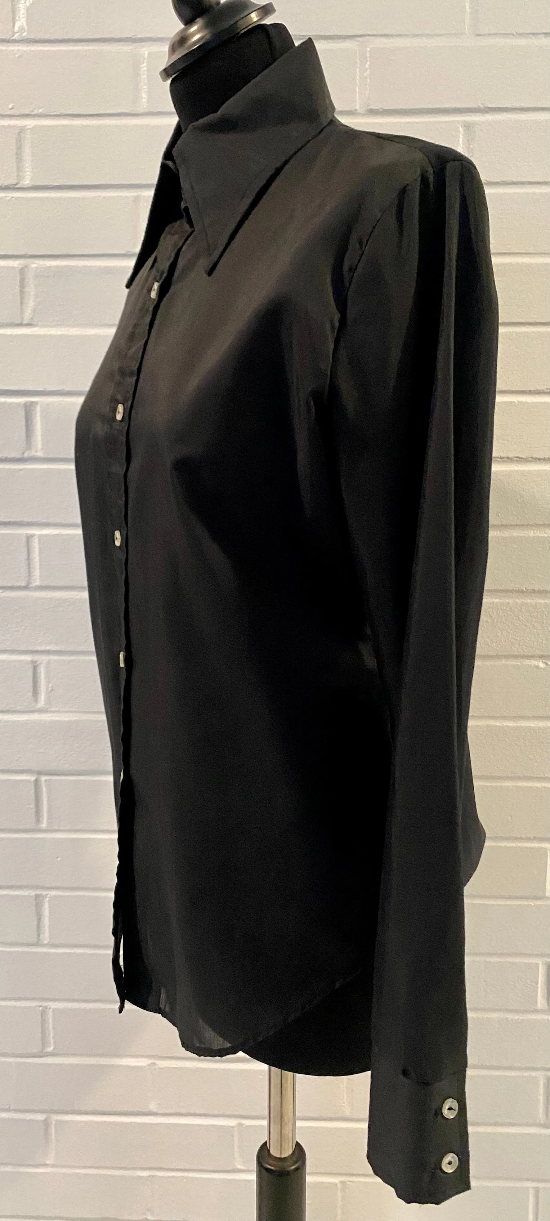 1960s Shirt Accent Black Blouse