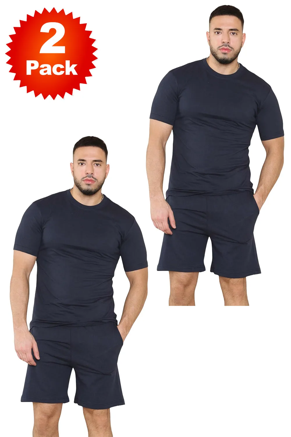 2 Pack Mens T Shirt Short Set