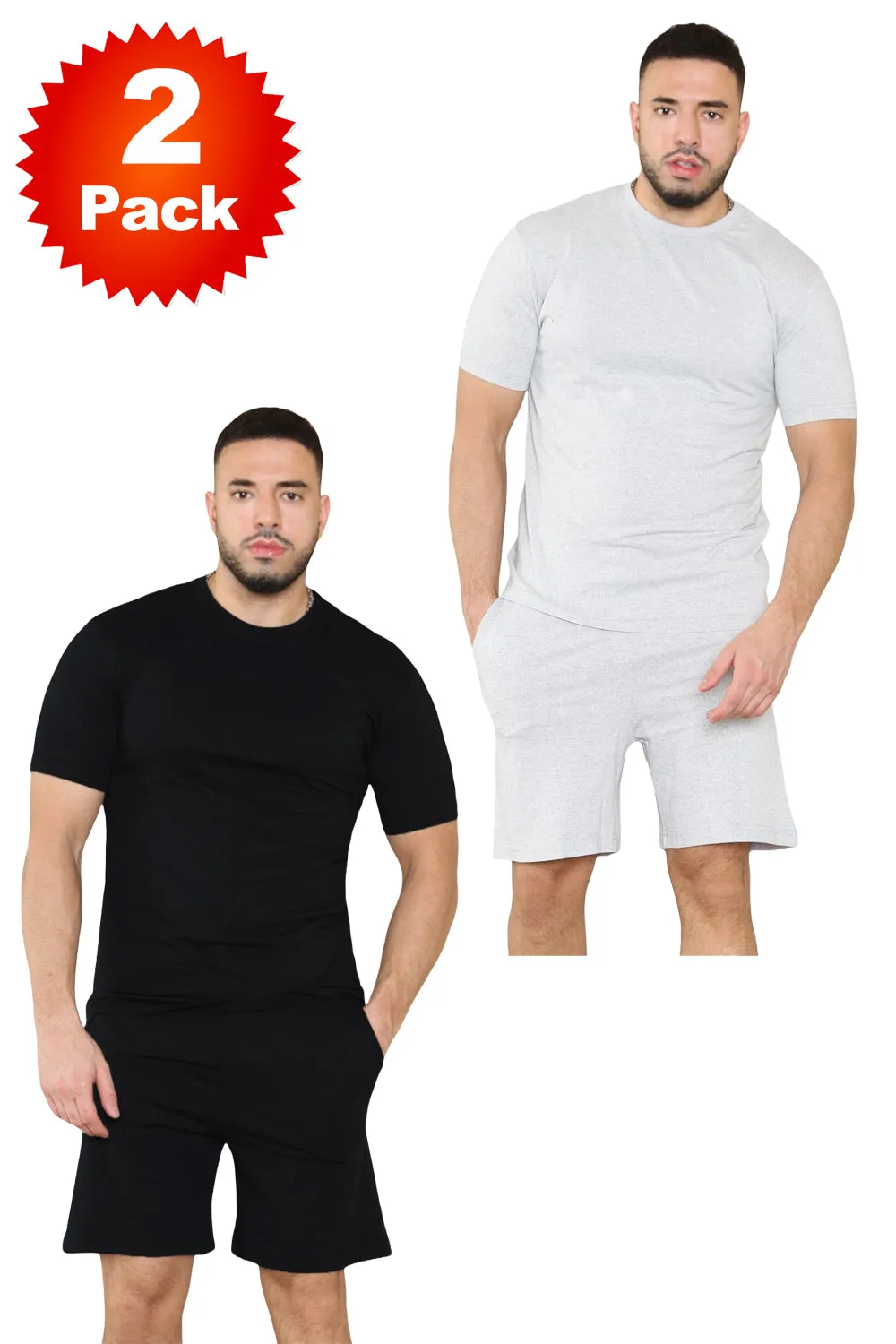 2 Pack Mens T Shirt Short Set