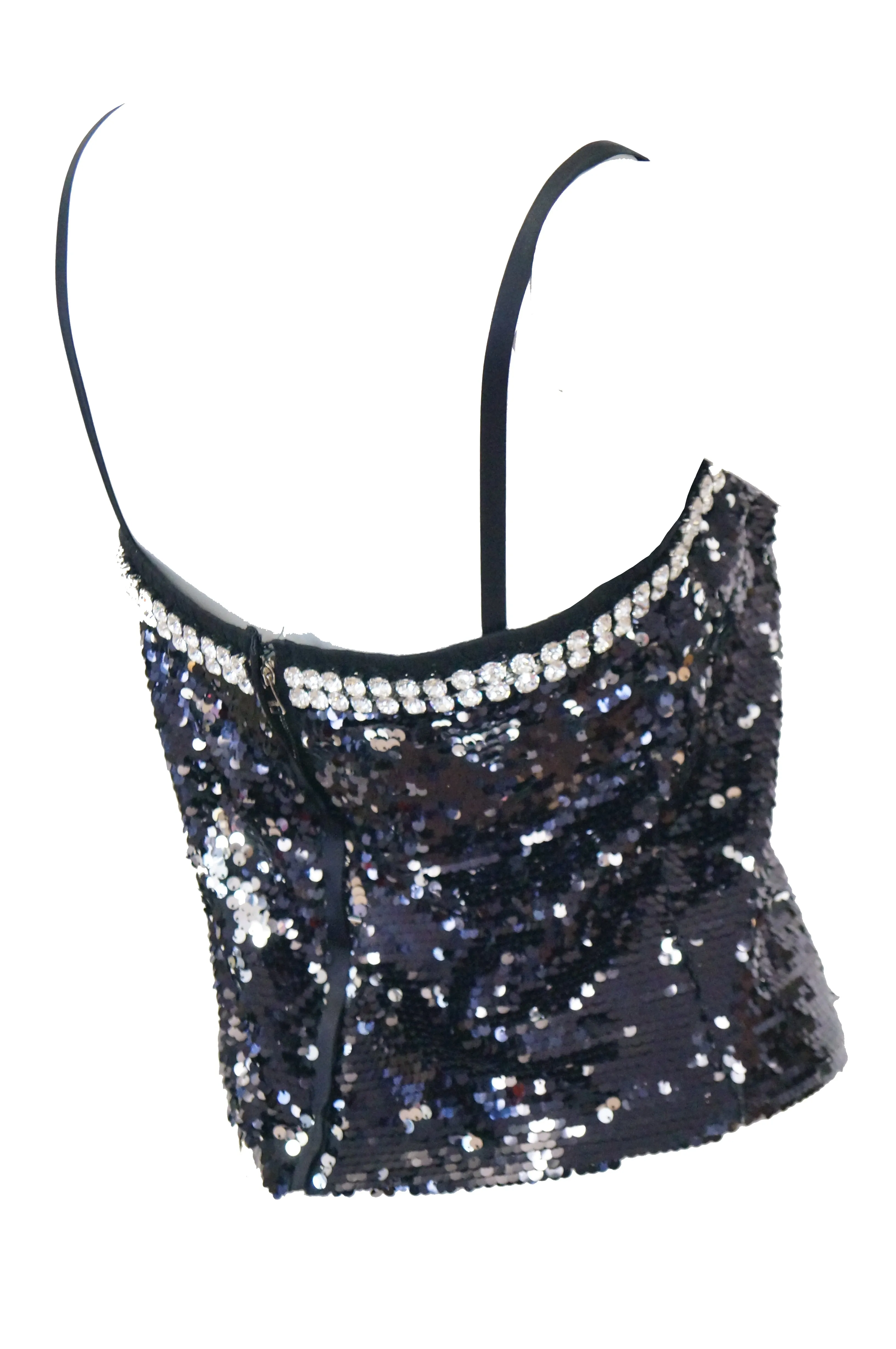 2010 Dolce & Gabbana Silver/Black Swarovski Crystal Sequin Top, NWT