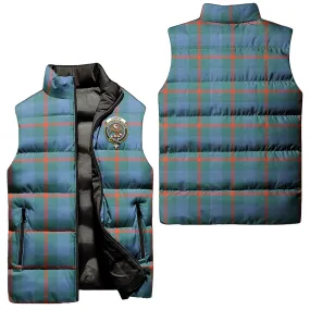 Agnew Ancient Tartan Sleeveless Puffer Jacket with Family Crest