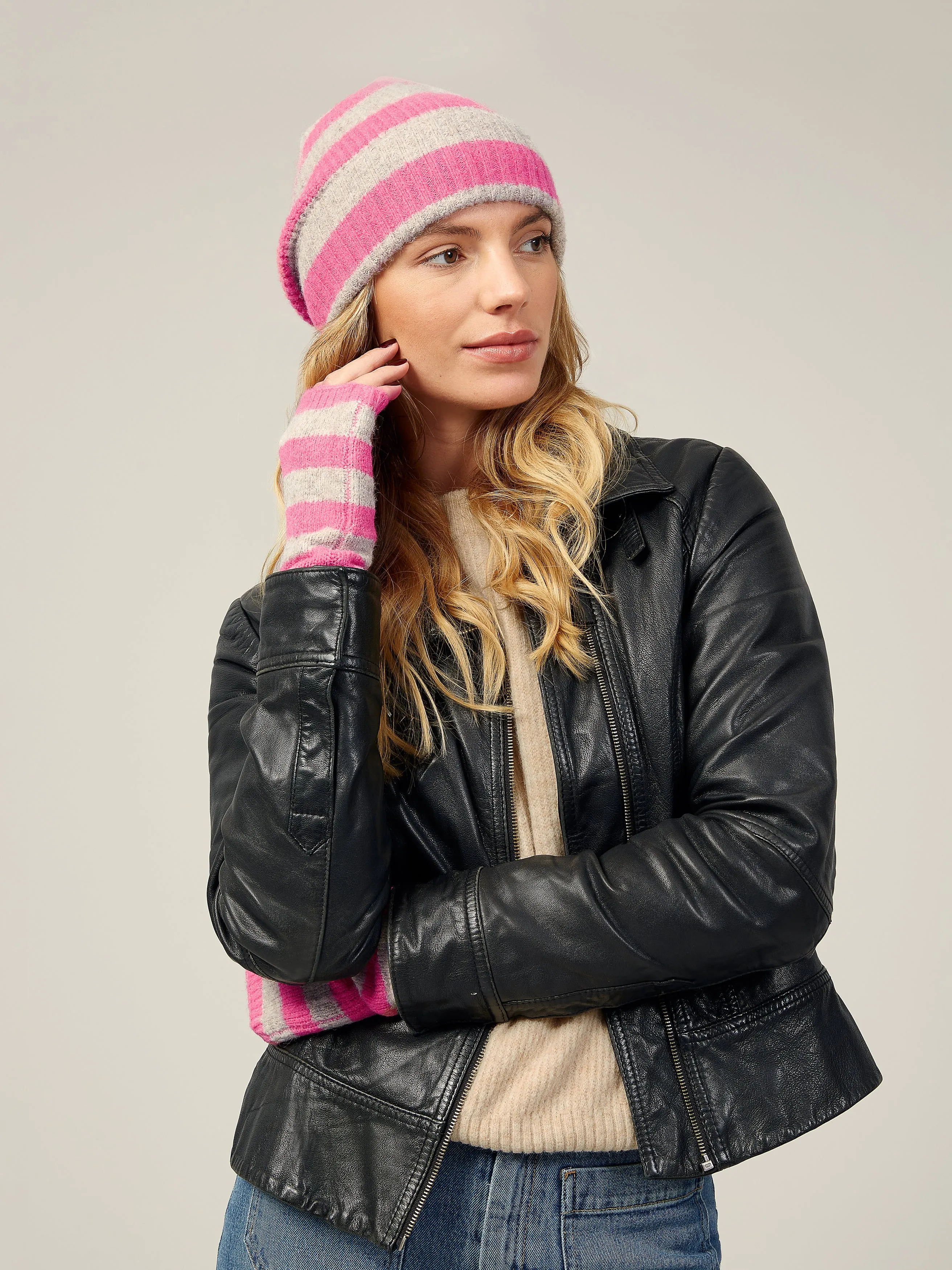 ALEXA BEANIE-PINK MIX