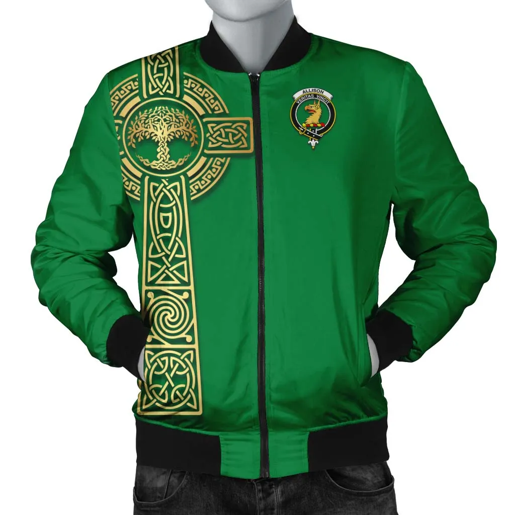 Allison Clan Bomber Jacket with Golden Celtic Tree Of Life