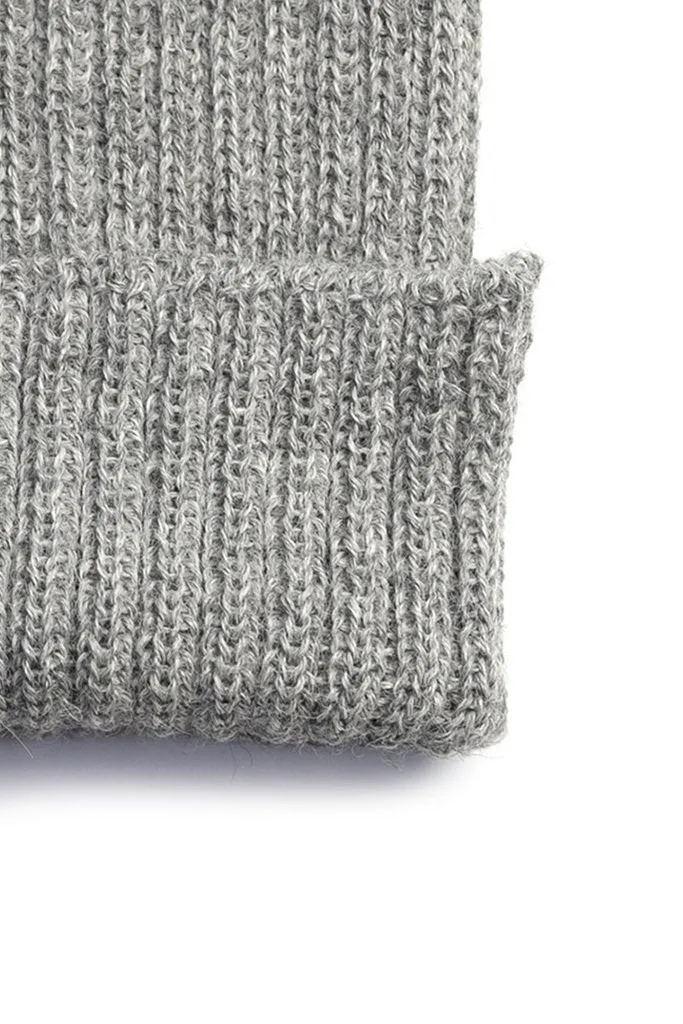 Alpaca Wool Ribbed Beanie Grey