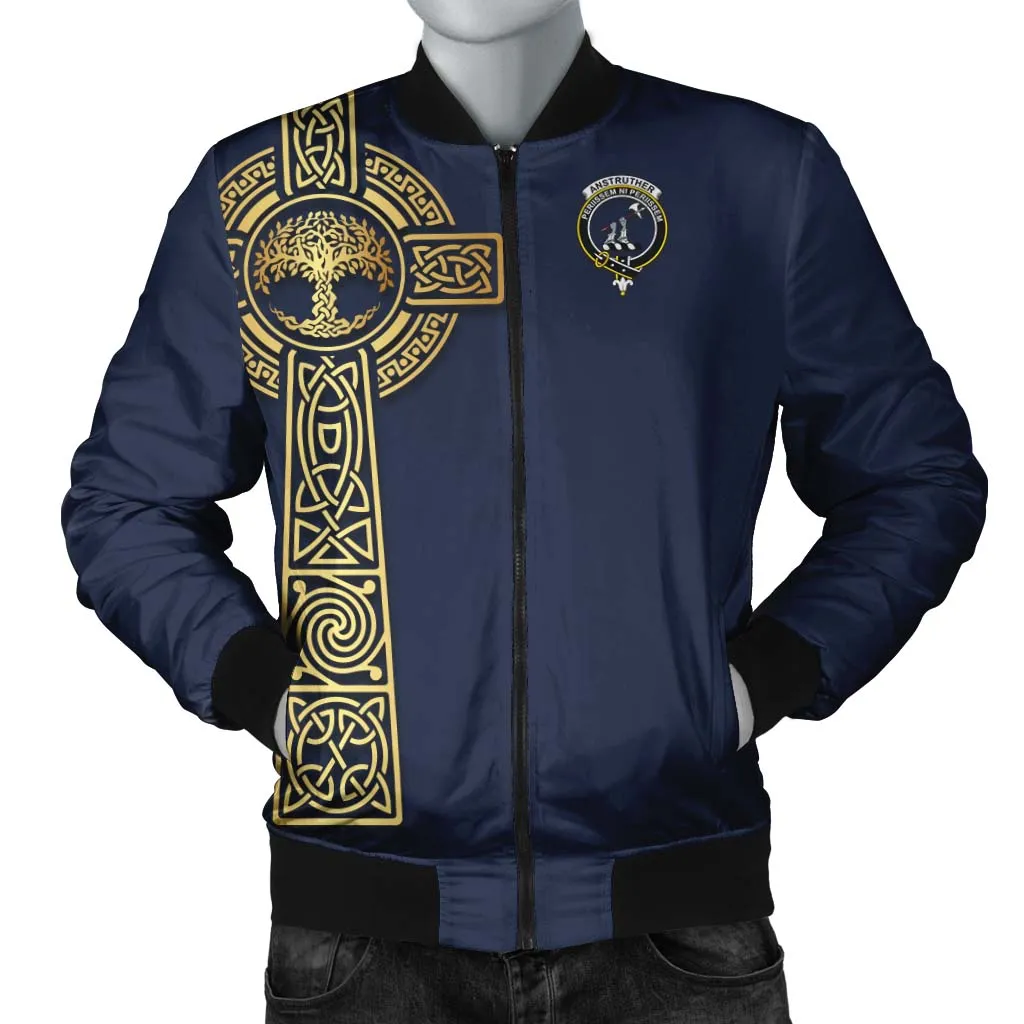 Anstruther Clan Bomber Jacket with Golden Celtic Tree Of Life