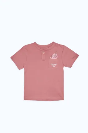 Baby Boys Coral Summer Vibes Pocket Henley T-Shirt