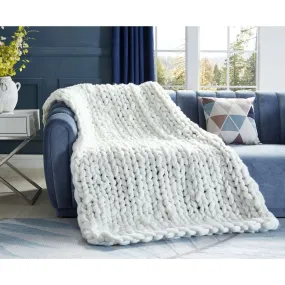 Beliz Chunky Knit Throw Blanket, Cream White