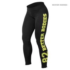 Better Bodies Varsity Tights - Black-Lime