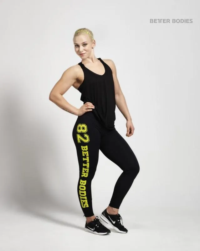 Better Bodies Varsity Tights - Black-Lime