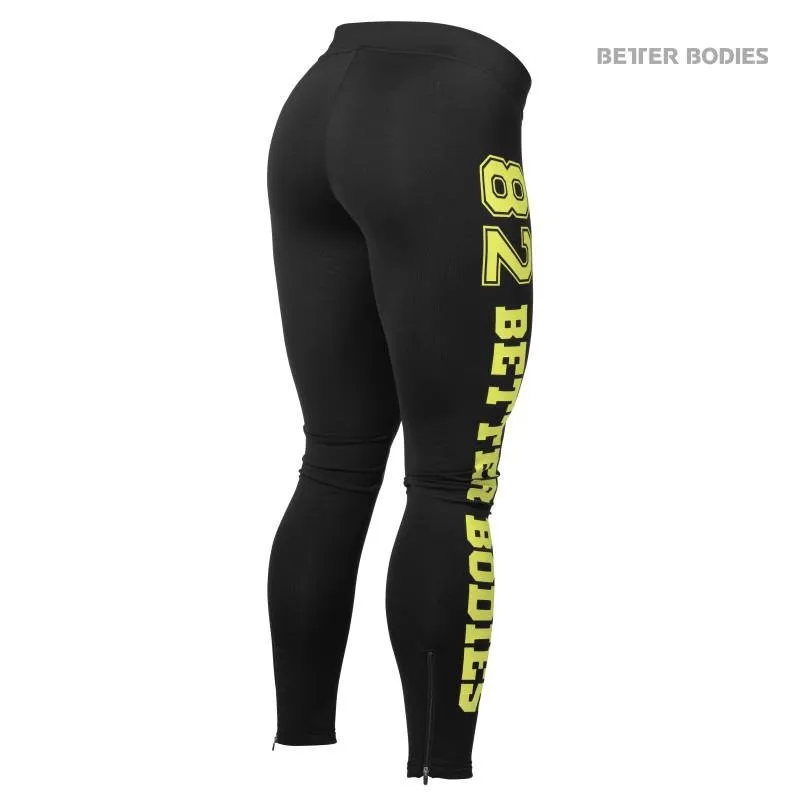 Better Bodies Varsity Tights - Black-Lime