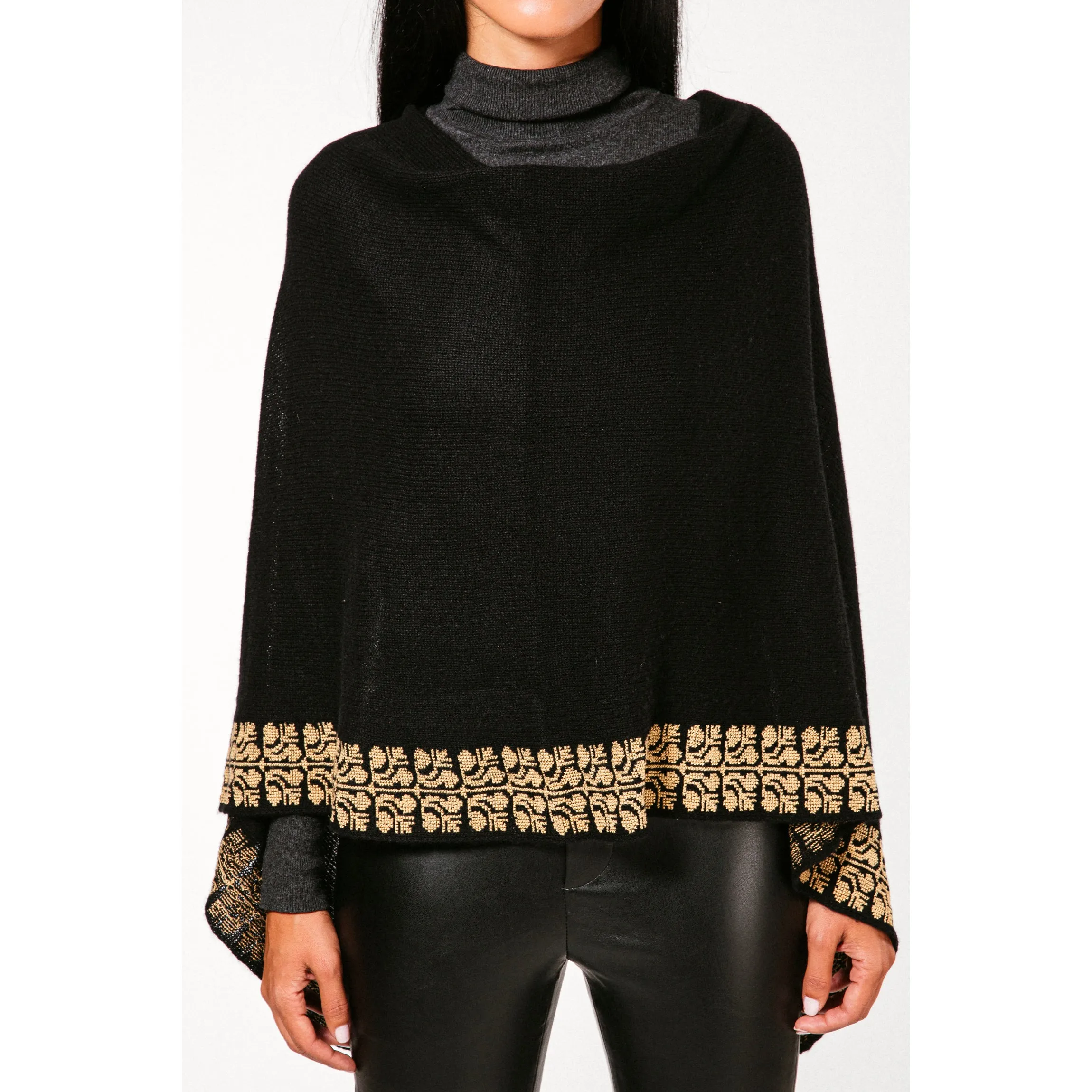 BLACK CASHMERE PONCHO