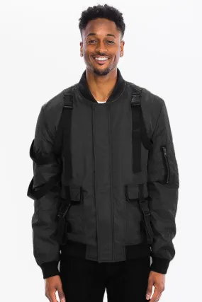 Black Mens Utility Strap Jacket