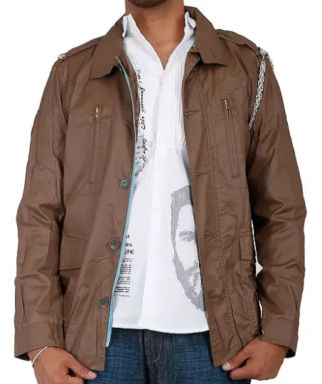 BLANCO LABEL LA COSA NUESTRA MEN'S MILITIA JACKET WITH CHAIN DETAIL STOUT - BL-6041