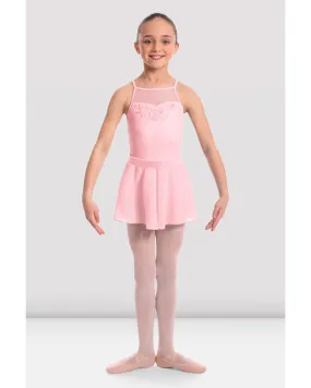 Bloch Cameo High Neck Mesh Back Rose Embroidered  Camisole Skirt Ballet Dress - CL2367 Girls