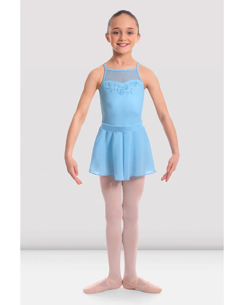 Bloch Cameo High Neck Mesh Back Rose Embroidered  Camisole Skirt Ballet Dress - CL2367 Girls