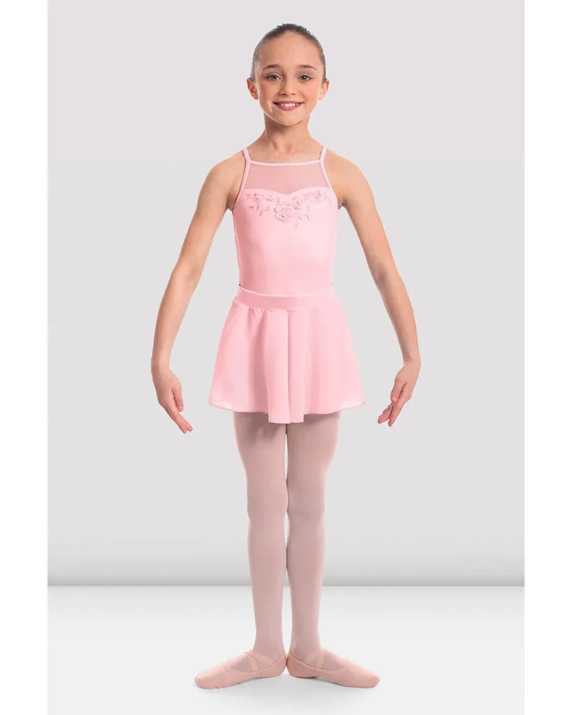 Bloch Cameo High Neck Mesh Back Rose Embroidered  Camisole Skirt Ballet Dress - CL2367 Girls