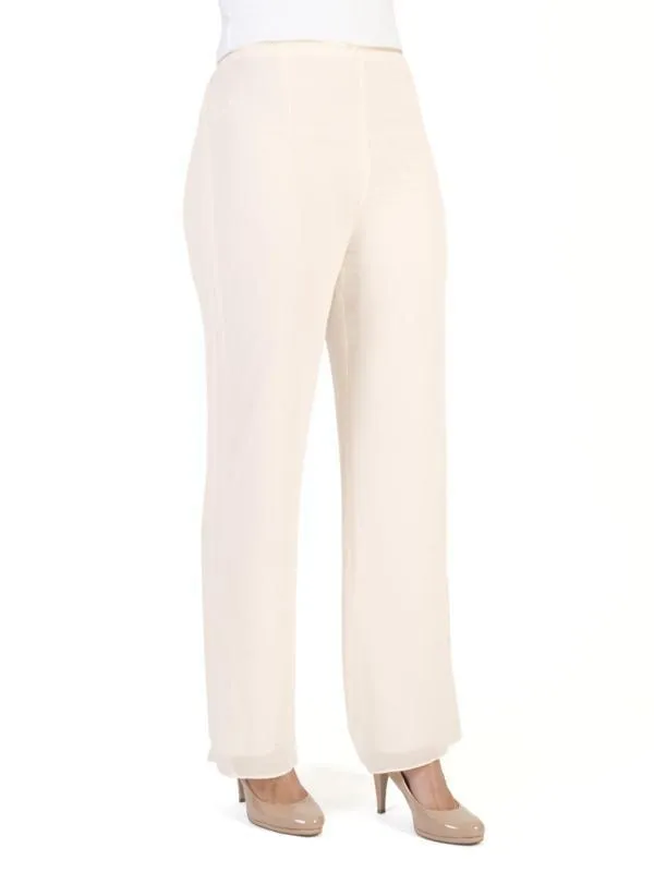 Blonde Satin Trim Chiffon Trouser