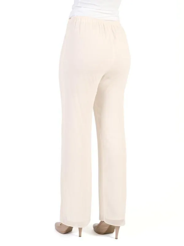 Blonde Satin Trim Chiffon Trouser