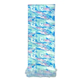 Blue Multicolour Abstract Printed Scarf With Pocket Square