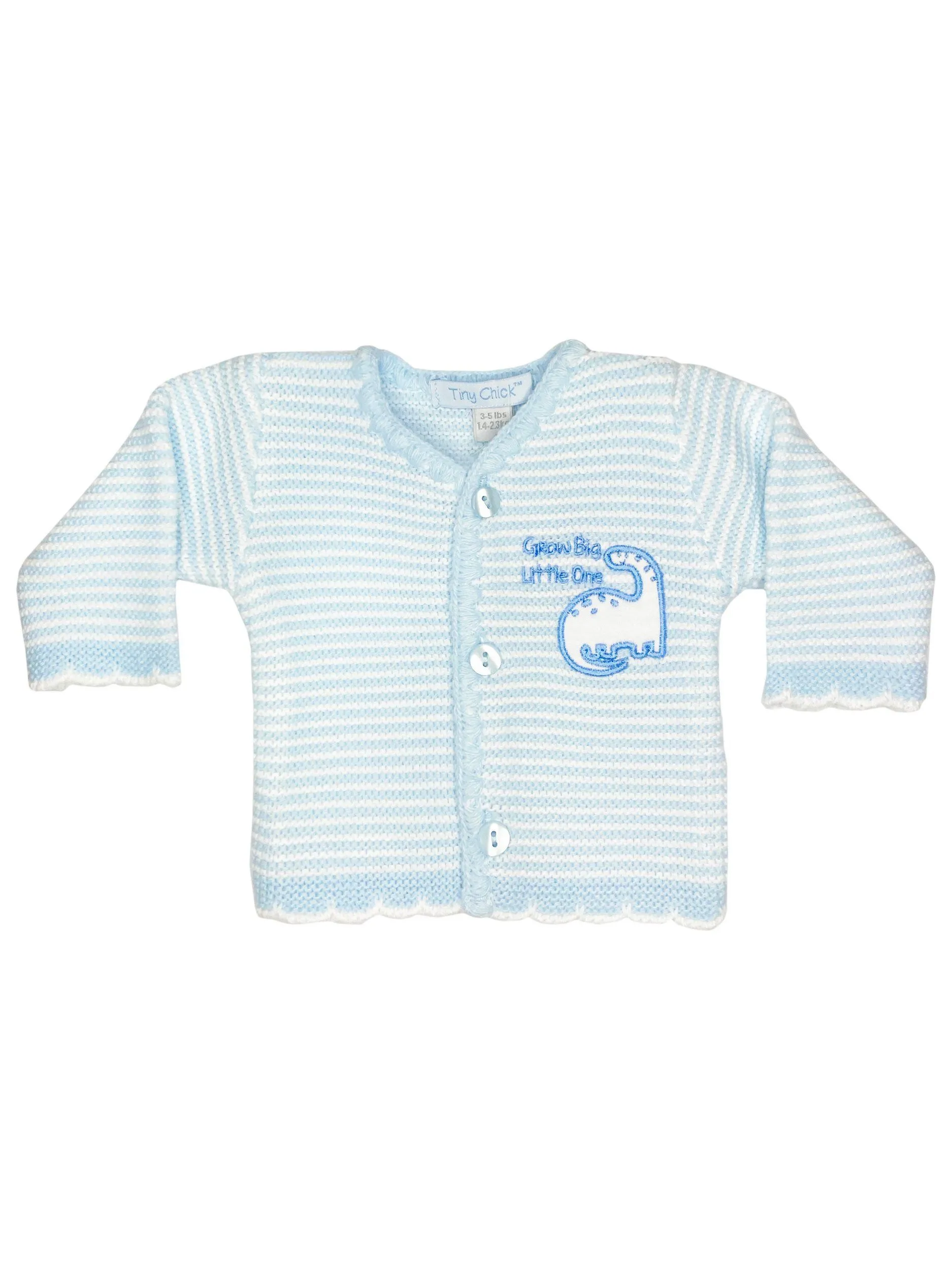 Blue "Grow Big Little One" Dinosaur Detail Cardigan