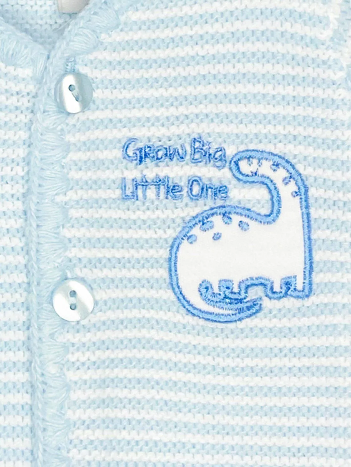 Blue "Grow Big Little One" Dinosaur Detail Cardigan