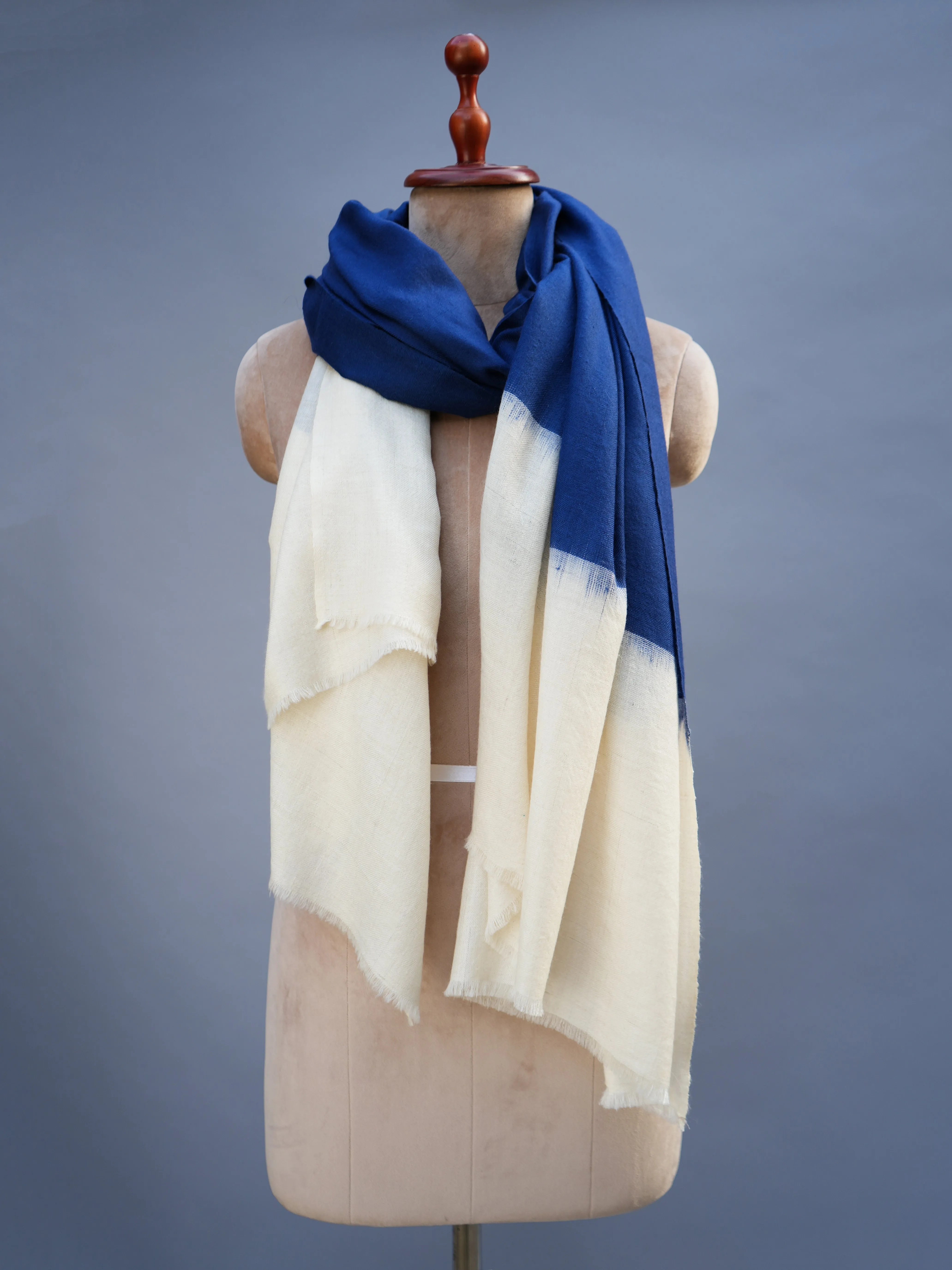 Blue White Modern Pashmina Shawl