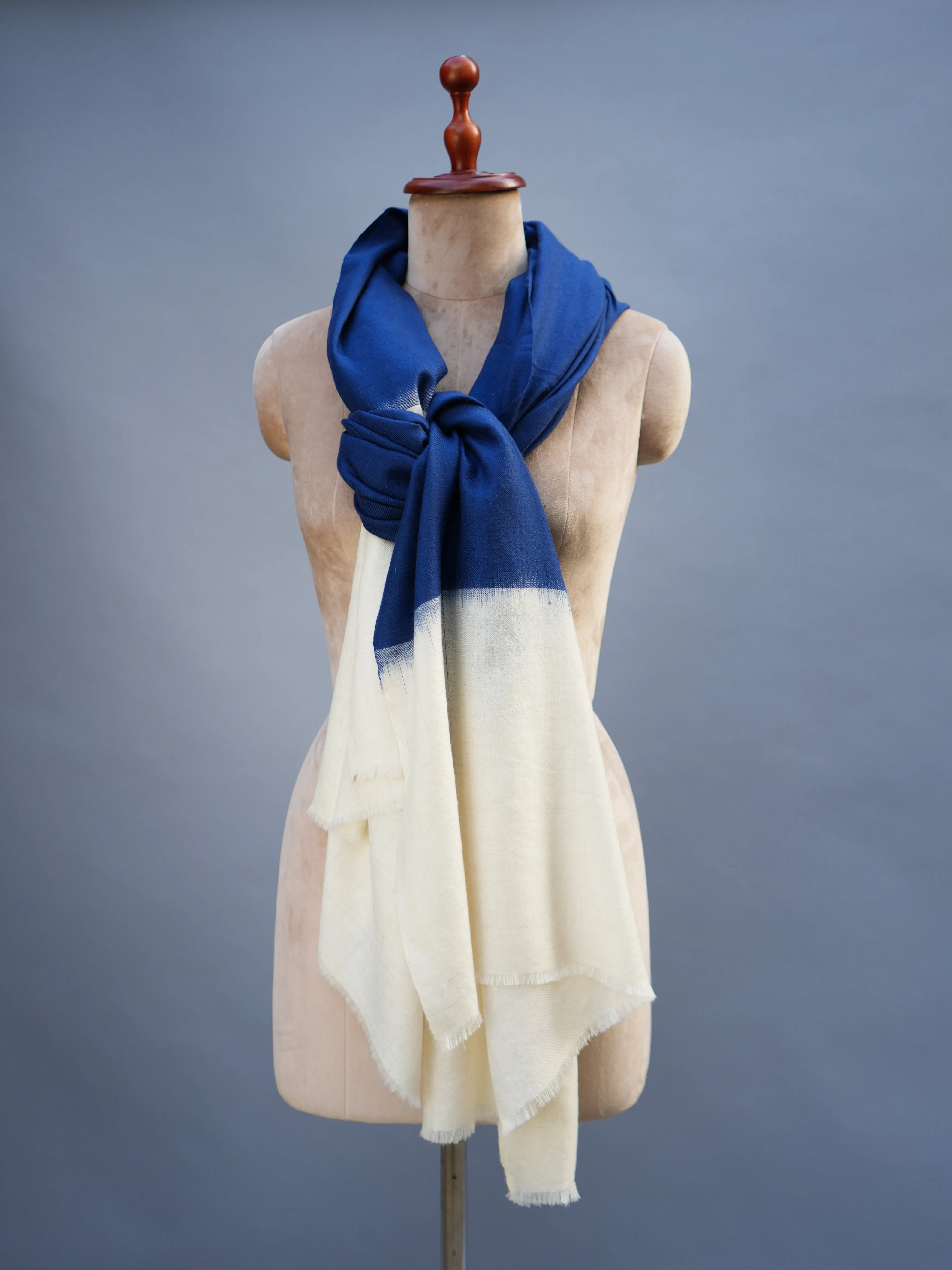 Blue White Modern Pashmina Shawl