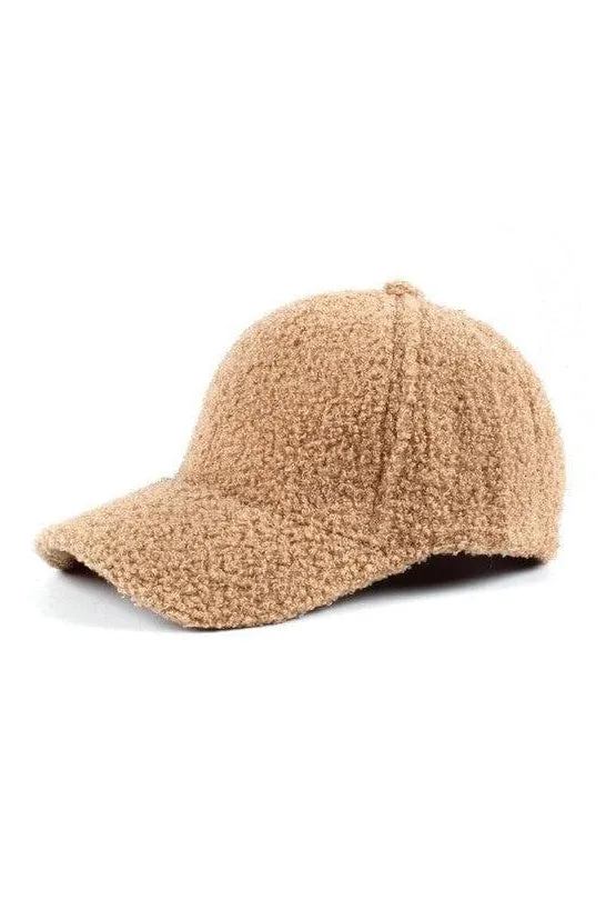 Boucle Sherpa Teddy Bear Knit Ball Cap