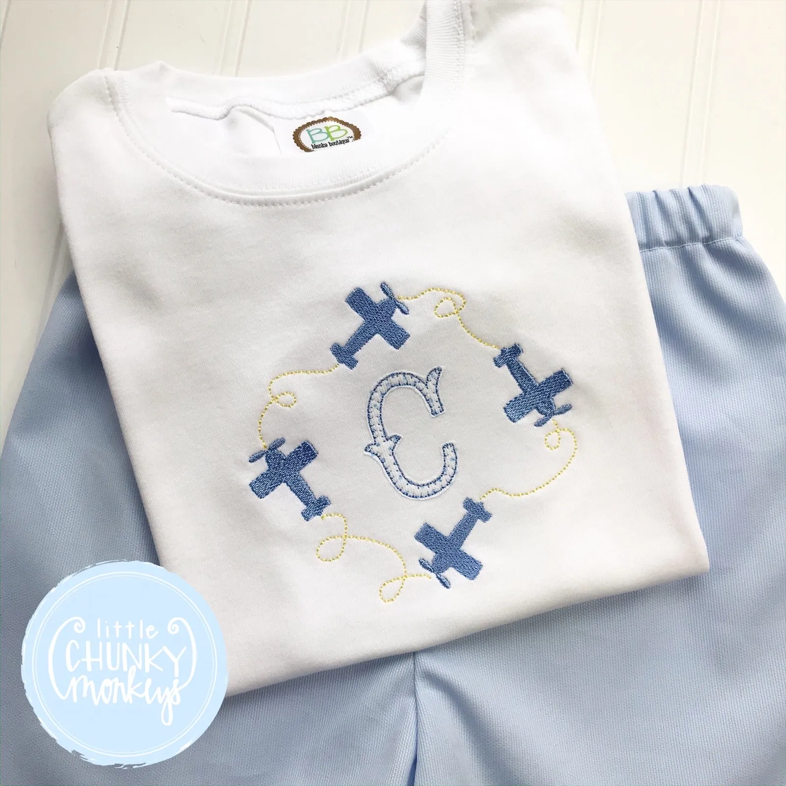 Boy Shirt - Airplane Monogram Frame