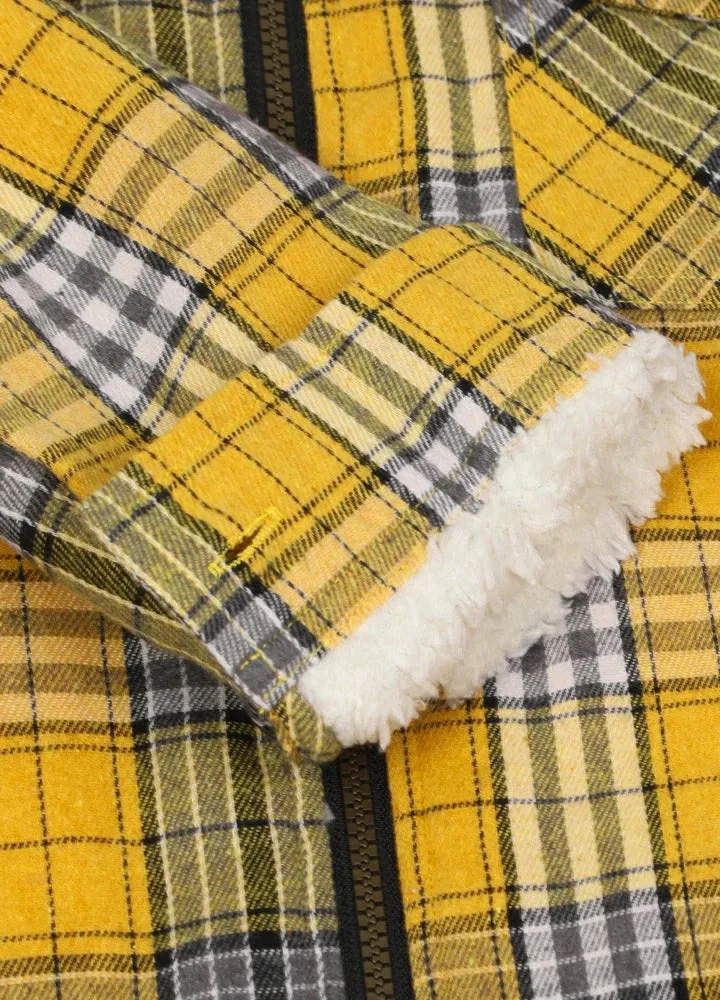 Boys Sherpa Lined Flannel Jacket,Full Zip Up Plaid