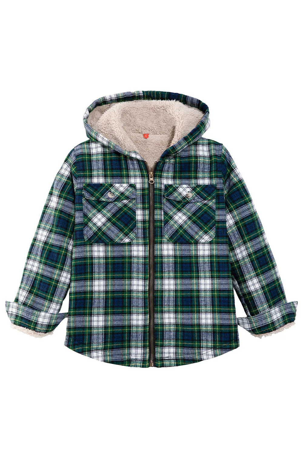 Boys Sherpa Lined Flannel Jacket,Full Zip Up Plaid