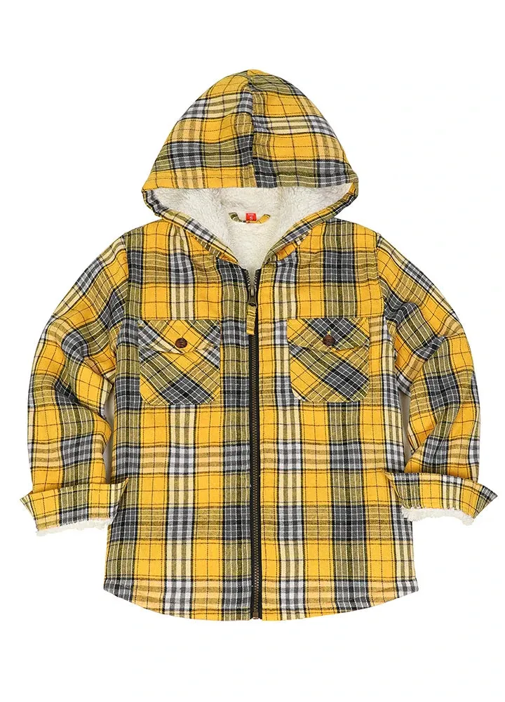 Boys Sherpa Lined Flannel Jacket,Full Zip Up Plaid