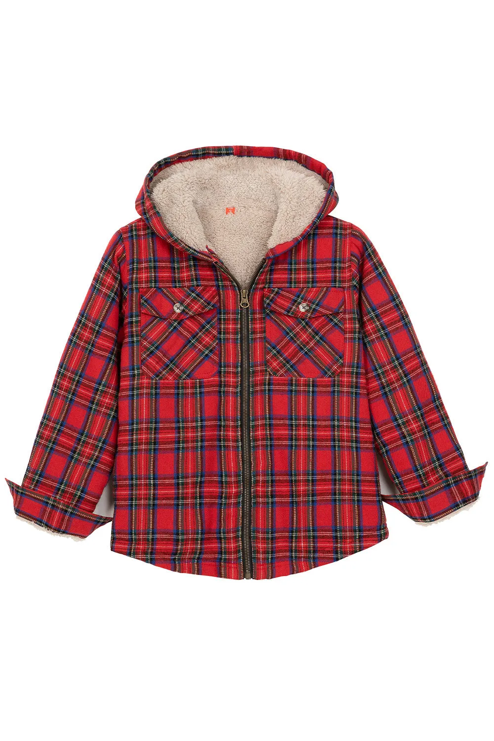 Boys Sherpa Lined Flannel Jacket,Full Zip Up Plaid