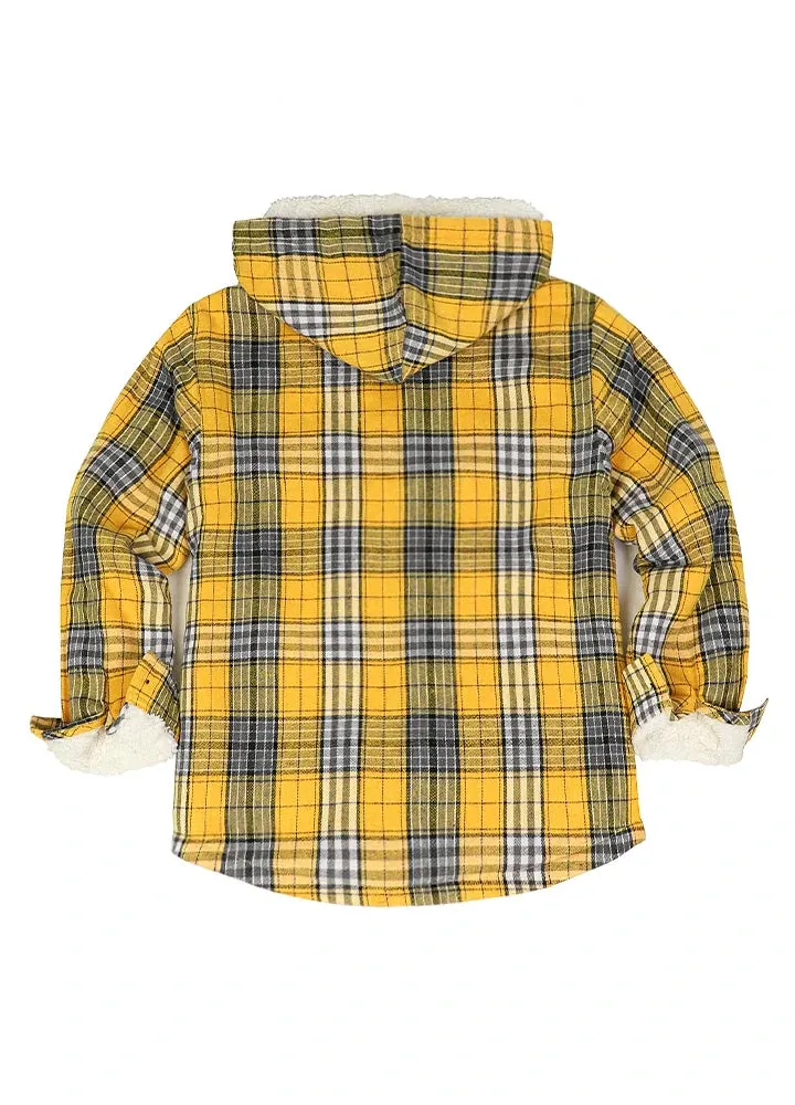 Boys Sherpa Lined Flannel Jacket,Full Zip Up Plaid