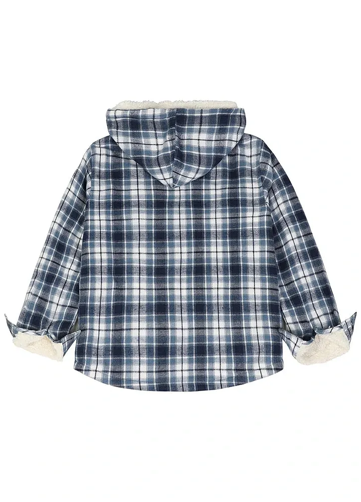 Boys Sherpa Lined Flannel Jacket,Full Zip Up Plaid