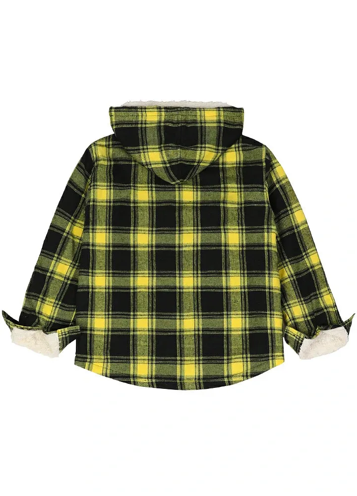 Boys Sherpa Lined Flannel Jacket,Full Zip Up Plaid