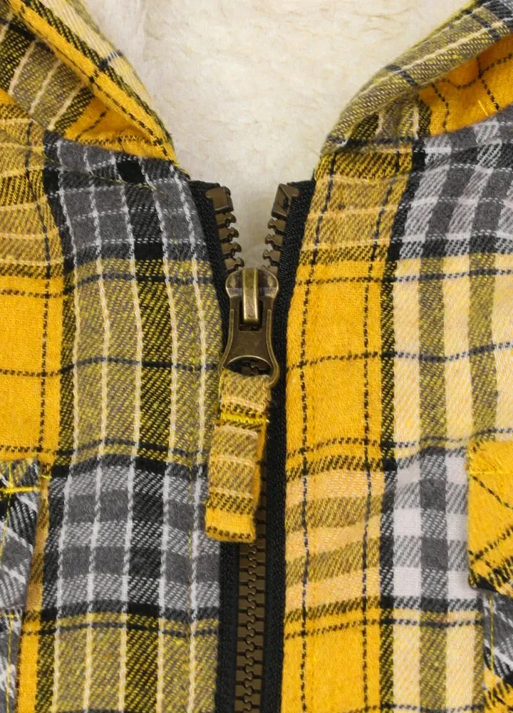 Boys Sherpa Lined Flannel Jacket,Full Zip Up Plaid