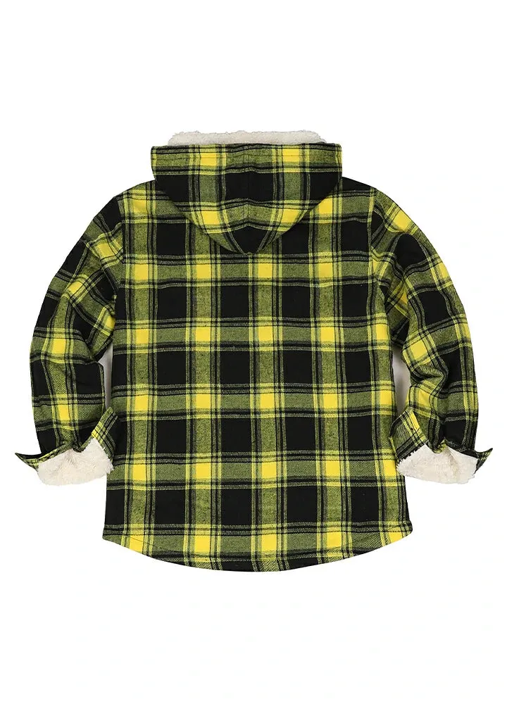 Boys Sherpa Lined Flannel Jacket,Full Zip Up Plaid