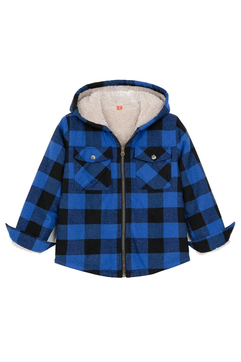 Boys Sherpa Lined Flannel Jacket,Full Zip Up Plaid