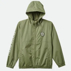 BRIXTON CLAXTON CREST LIGHT WEIGHT ZIP HOOD JACKET OLIVE SURPLUS