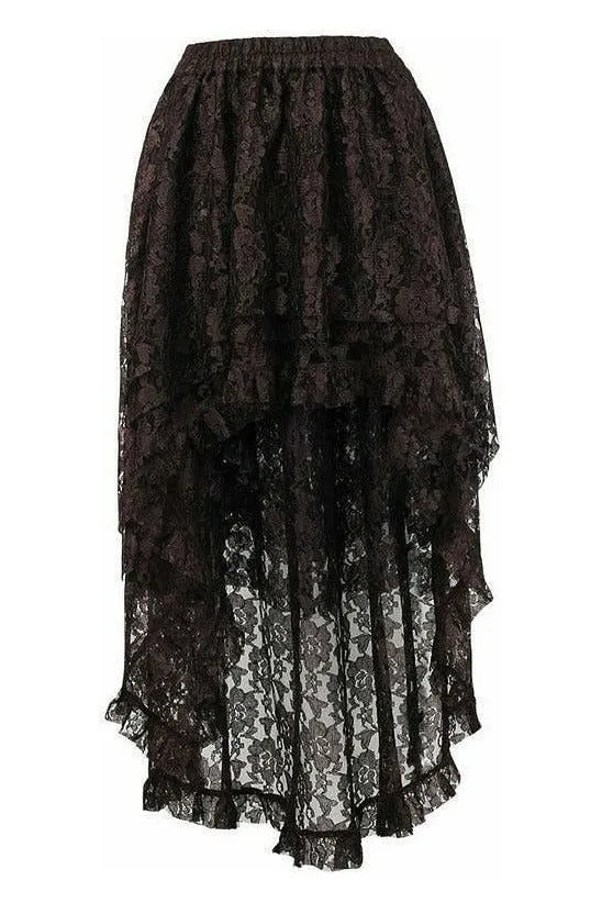 Brown Lace Hi Low Skirt