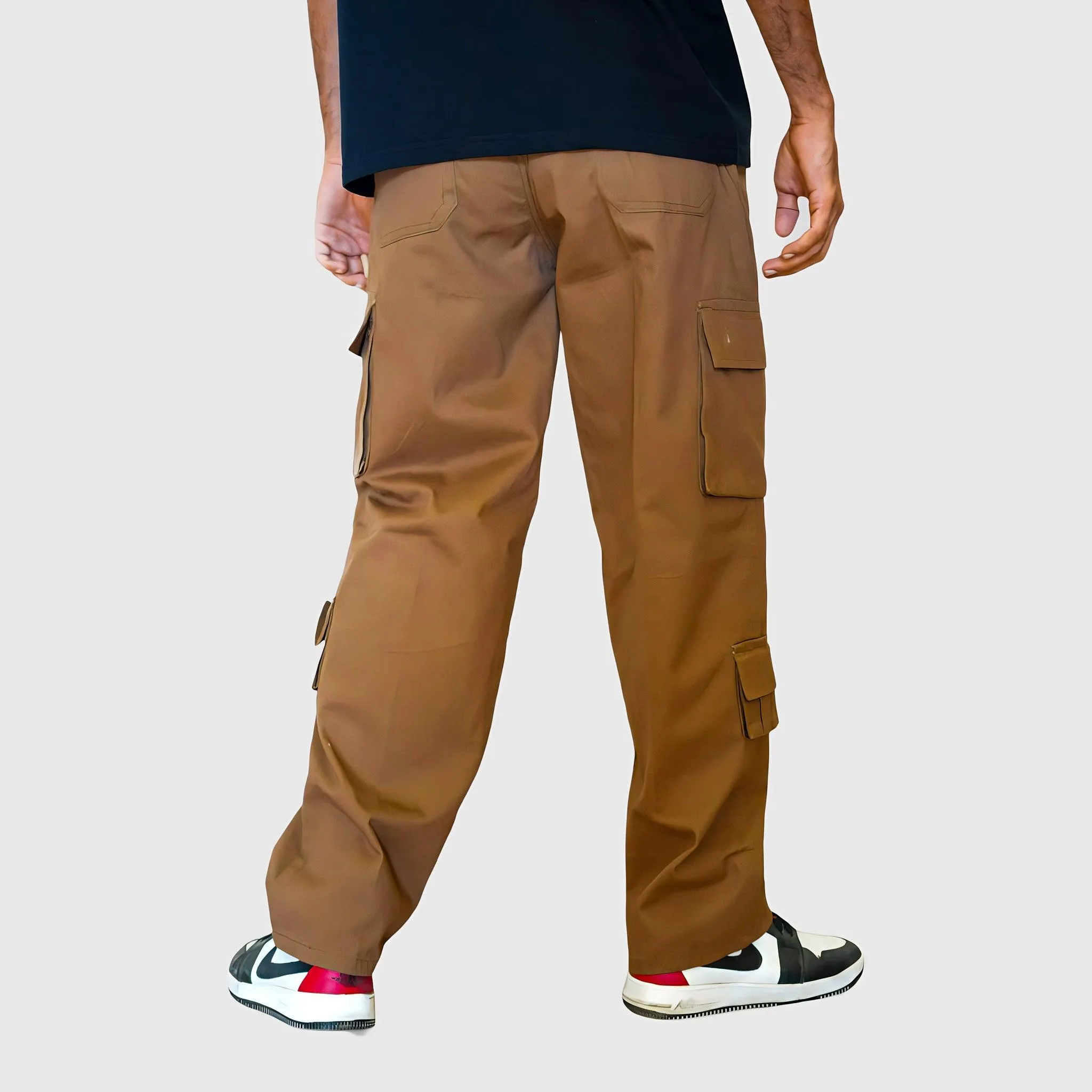 Brown Unisex Relaxed Fit Cargo 8 pockets