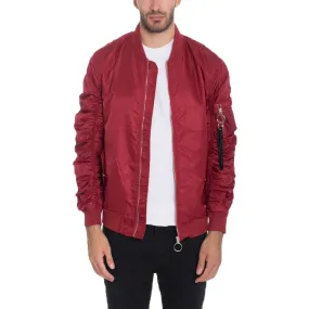 Burgundy Flight Lined Bomber Jacket