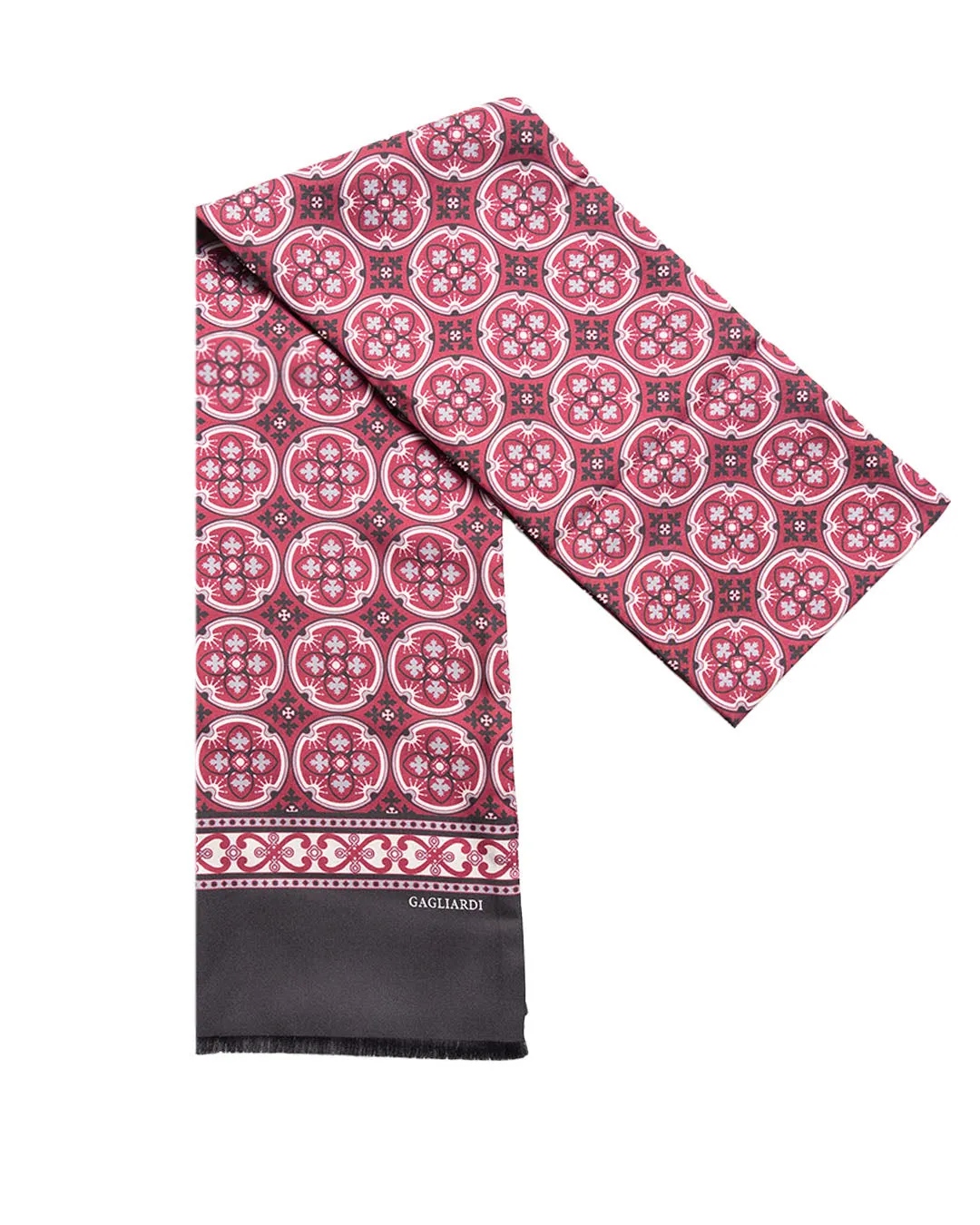 Burgundy Lazarus Tiles Italian Silk Evening Scarf