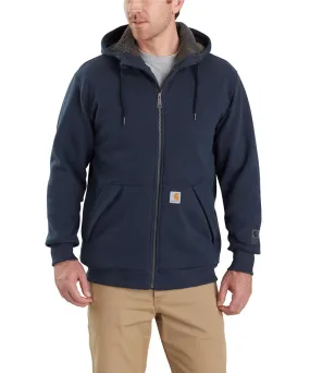 Carhartt Rain Defender Rockland Sherpa-Lined Full-Zip Hooded Sweatshirt - New Navy