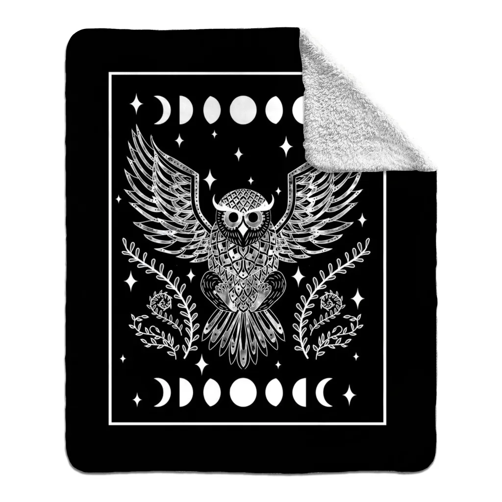 Celestial Owl Fleece Sherpa Blanket