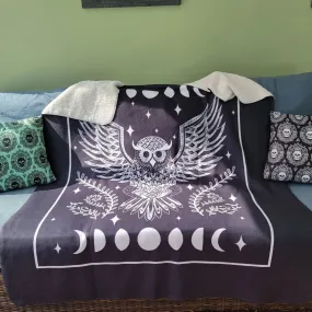 Celestial Owl Fleece Sherpa Blanket