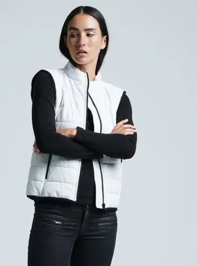 CHLOE PUFFER LEATHER VEST - WHITE